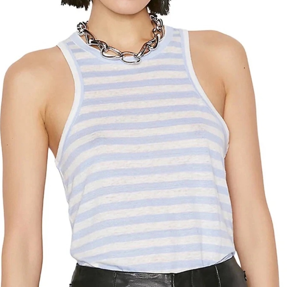 💜 FRAME RINGER ORGANIC LINEN STRIPE TANK TOP 💜